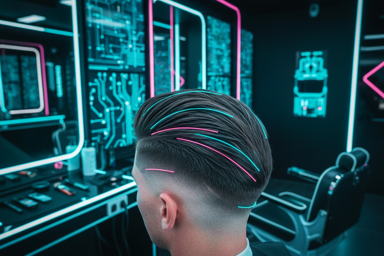 Premium Fade haircut cyberbank style